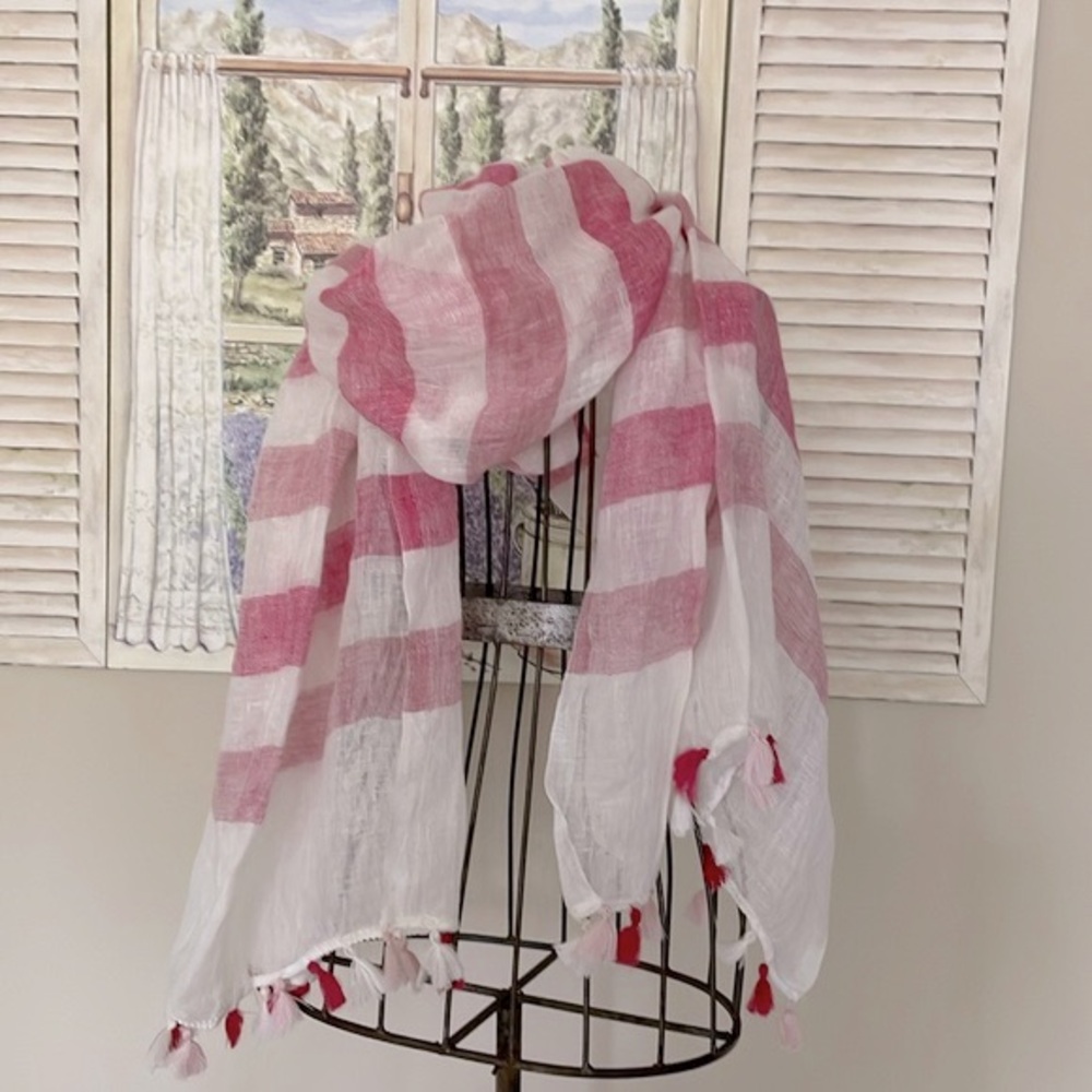 Gauzy, Sheer, Lightweight, Tasseled Summer Shawl/Scarf by in 2 INCASHMERE